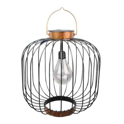 Lanterne solaire cage COCO Noir Métal H35cm