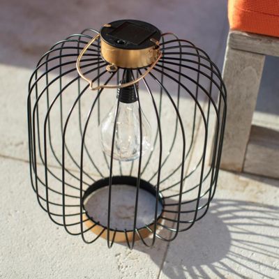 Lanterne solaire cage COCO Noir Métal H35cm