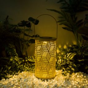 Lanterne solaire d'extérieur à LED intégrée métal jaune IP44 0.06W