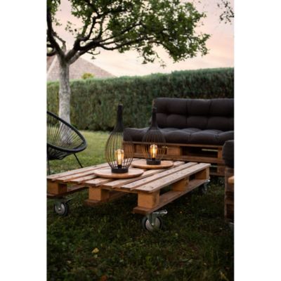 Lanterne solaire métal- Haureur 50cm- Diamètre 20cm- 2 LED COB filament blanc chaud- 20 Lumens- Eclairage extérieur Jardin