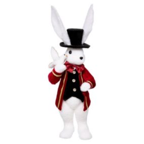 Lapin Cirque Déco "La Piste" 53cm Blanc & Rouge