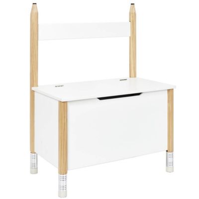 LAPIS - Coffre de Rangement et Assise Blanc pour Enfant Base Crayons