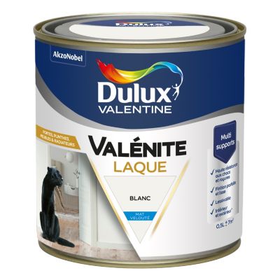 Laque acrylique blanc mat velouté Dulux Valentine Valénite 0.5 L