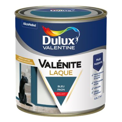 Laque acrylique bleu paon brillant Dulux Valentine Valénite 0.5 L