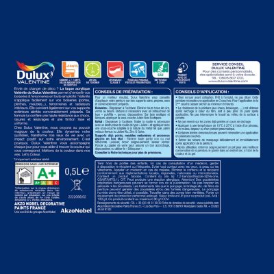 Laque acrylique bleu paon mat velouté Dulux Valentine Valénite 0.5 L