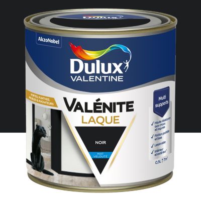 Laque acrylique noir mat velouté Dulux Valentine Valénite 0.5 L