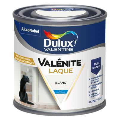 Laque acrylique Valénite Dulux Valentine blanc mat 0,125L