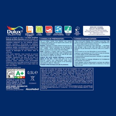 Laque acrylique Valénite Dulux Valentine bleu onde grise velouté mat 500ml