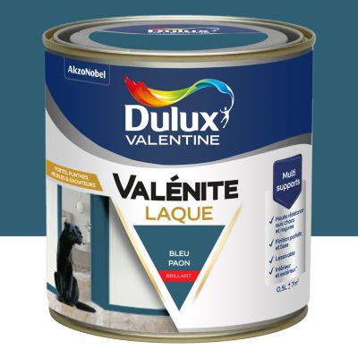 Laque acrylique Valénite Dulux Valentine bleu paon brillant 500ml