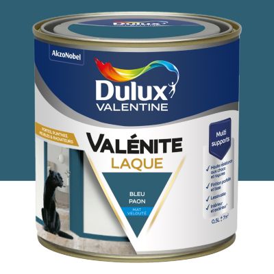 Laque acrylique Valénite Dulux Valentine bleu paon velouté mat 500ml