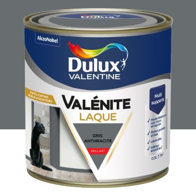 Laque acrylique Valénite Dulux Valentine gris anthracite brillant 500ml
