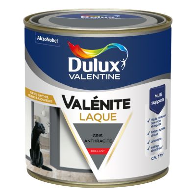 Laque acrylique Valénite Dulux Valentine gris anthracite brillant 500ml