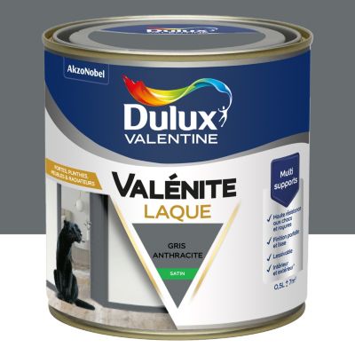 Laque acrylique Valénite Dulux Valentine gris anthracite satin 500ml