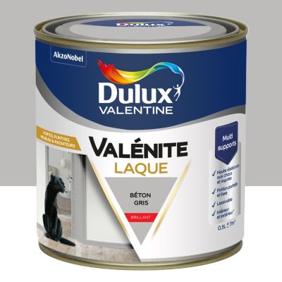Laque acrylique Valénite Dulux Valentine gris béton brillant 500ml
