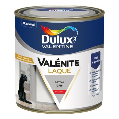 Laque acrylique Valénite Dulux Valentine gris béton brillant 500ml