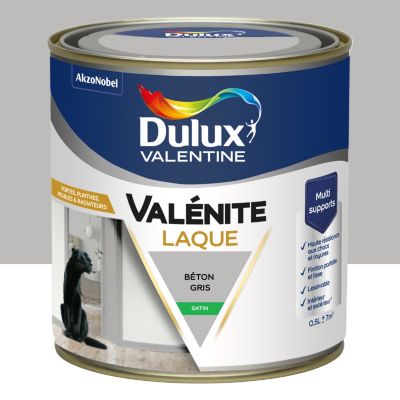 Laque acrylique Valénite Dulux Valentine gris béton satin 500ml