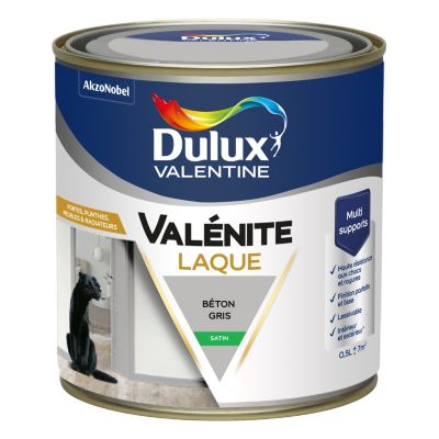 Laque acrylique Valénite Dulux Valentine gris béton satin 500ml