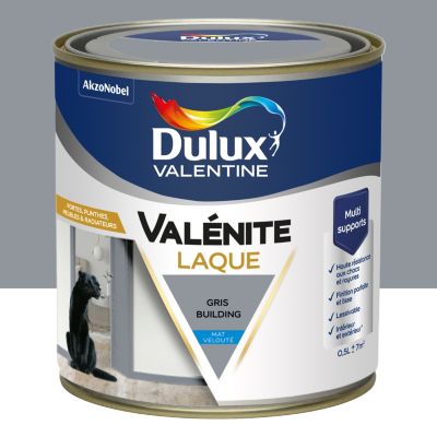 Laque acrylique Valénite Dulux Valentine gris building velouté mat 500ml