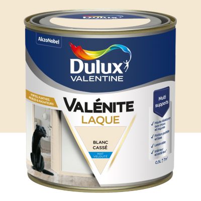 Laque acrylique Valénite Dulux Valentine mat velouté blanc cassé 500ml