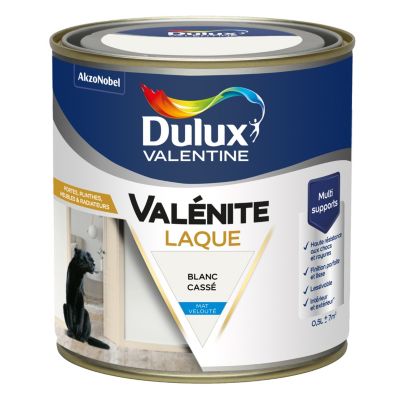 Laque acrylique Valénite Dulux Valentine velouté blanc mat 500ml