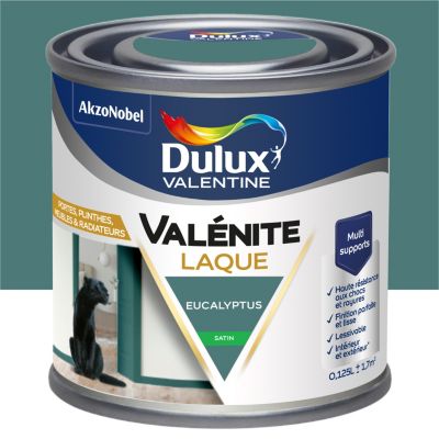 Laque acrylique Valénite Dulux Valentine vert eucalyptus satin 0,125L