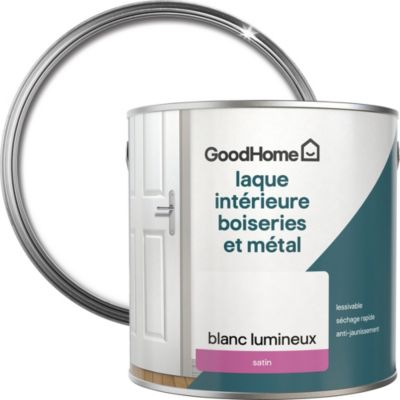 Laque boiseries et métal GoodHome satin blanc 2,5L