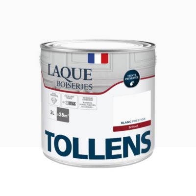 Laque boiseries et métal Tollens brillant blanc prestige 2L