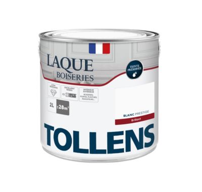 Laque boiseries et métal Tollens brillant blanc prestige 2L