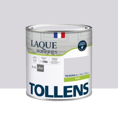 Laque boiseries et métal Tollens RAL 7047 télégris 4 satin 500ml