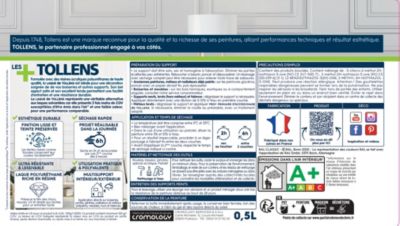 Laque boiseries et métal Tollens RAL 7047 télégris 4 satin 500ml