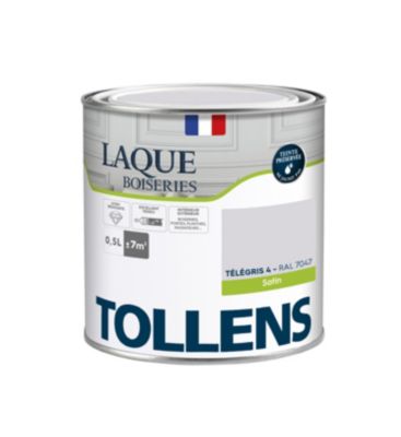 Laque boiseries et métal Tollens RAL 7047 télégris 4 satin 500ml