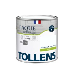 Laque boiseries et métal Tollens RAL 9010 blanc pur satin 500ml