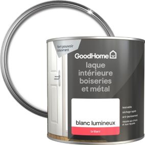 Laque haute résistance boiseries et métal GoodHome brillant blanc 2,5L