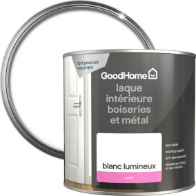 Laque haute résistance boiseries et métal GoodHome satin blanc 2,5L