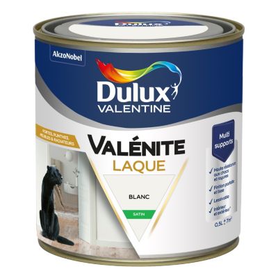 Laque Valénite Dulux Valentine Acrylique satin blanc 500ml