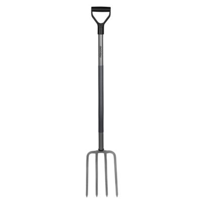 Fourche à Jardin 4 Dents En Acier - Manche Acajou 150 Cm Pour Sols Durs