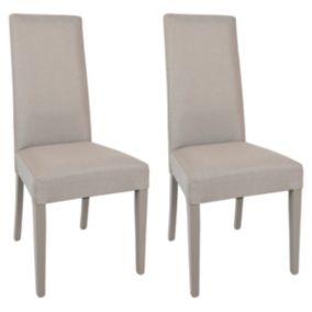 LASCALA - Lot de 2 Chaises Tissu Chamois et Pieds Laqués