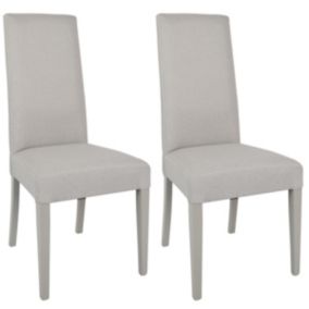 LASCALA - Lot de 2 Chaises Tissu Gris Perlé et Pieds Laqués