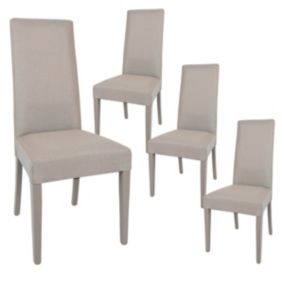 LASCALA - Lot de 4 Chaises Tissu Chamois et Pieds Laqués