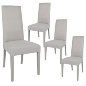 LASCALA - Lot de 4 Chaises Tissu Gris Perlé et Pieds Laqués