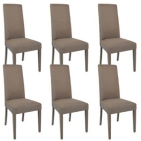 LASCALA - Lot de 6 Chaises Tissu Chevreuil et Pieds Laqués