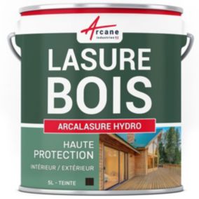 Lasure bois extérieur, intérieur - 13 teintes : ARCALASURE HYDRO Ébène - 5 L - ARCANE INDUSTRIES