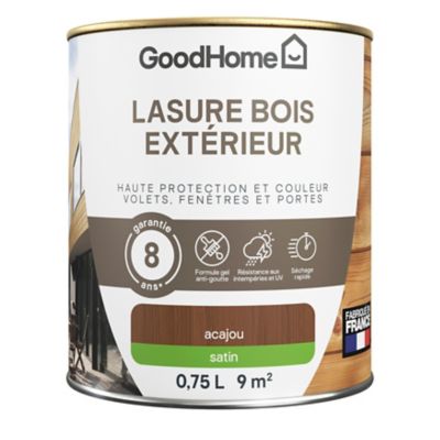Lasure bois extérieur acajou satin 8 ans GoodHome 750ml