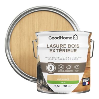 Lasure bois extérieur chêne clair satin 8 ans GoodHome 2,5L