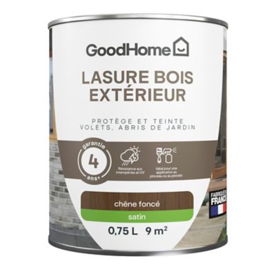 Lasure bois extérieur chêne foncé satin 4 ans GoodHome 750ml