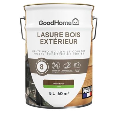 Lasure bois extérieur chêne foncé satin 8 ans GoodHome 5L