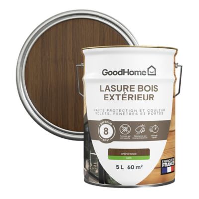 Lasure bois extérieur chêne foncé satin 8 ans GoodHome 5L