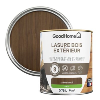 Lasure bois extérieur chêne foncé satin 8 ans GoodHome 750ml