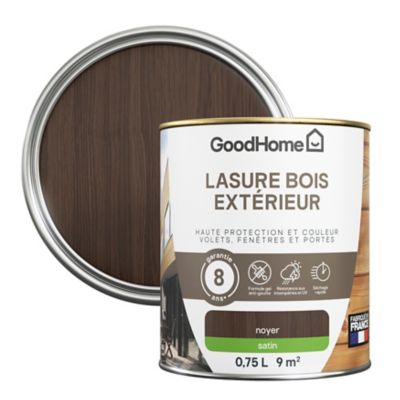 Lasure bois extérieur noyer satin 8 ans GoodHome 750ml