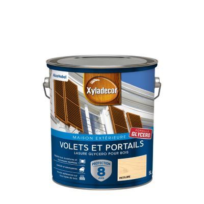 Lasure bois extérieur volets et portails glycéro incolore satin Xyladecor 5 L